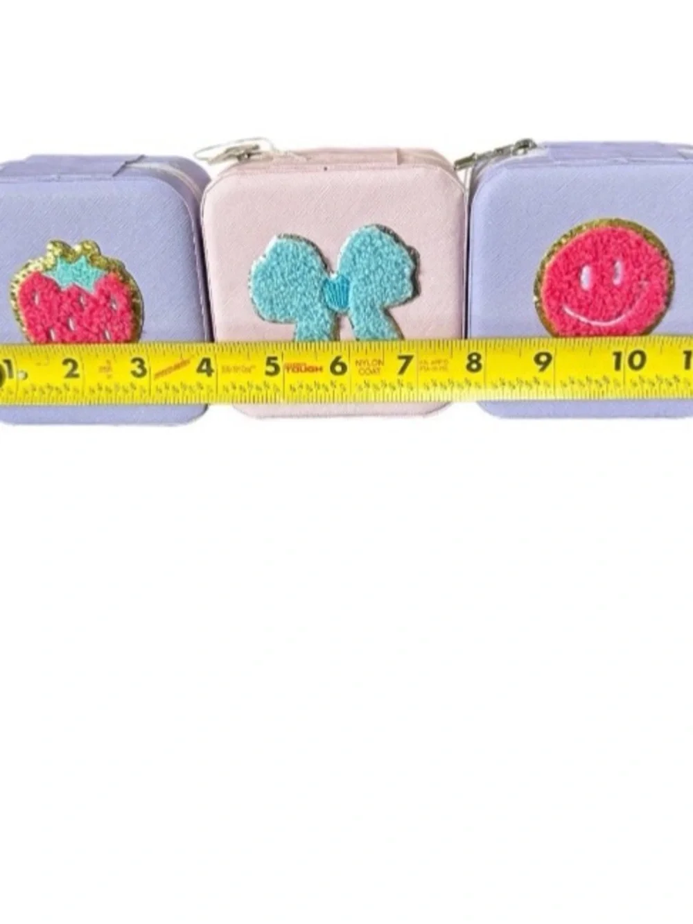 Mini Jewelry Boxes Lot Of 3 Zip Around Travel Case Embroidered Strawberry Bow